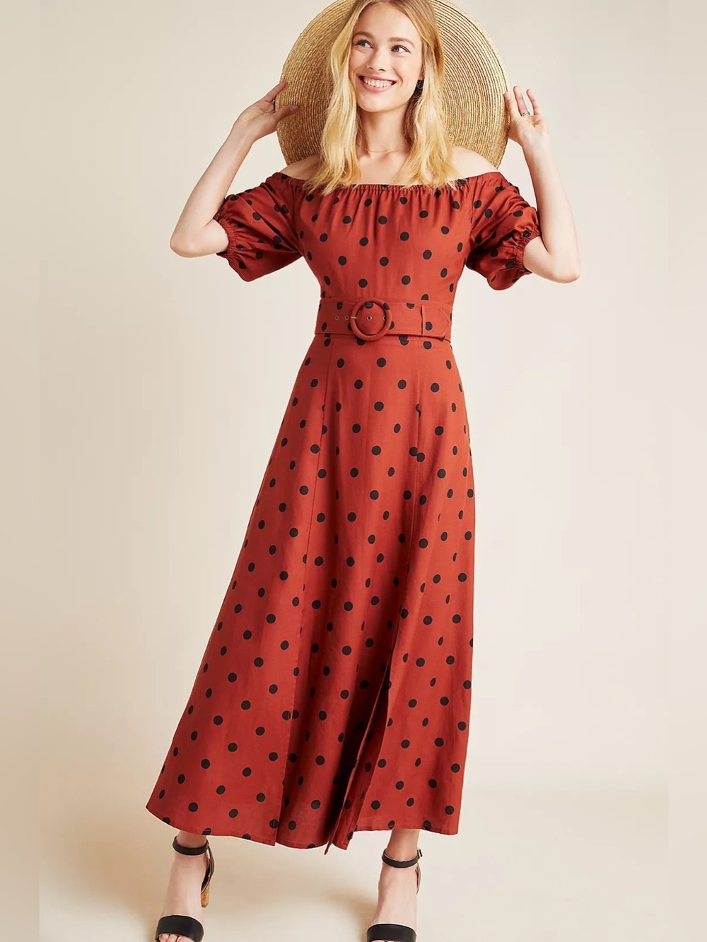 NWT Maeve Anthropologie Lucienne Off-The-Shoulder Maxi Dress- Size 8 - Picture 2 of 16